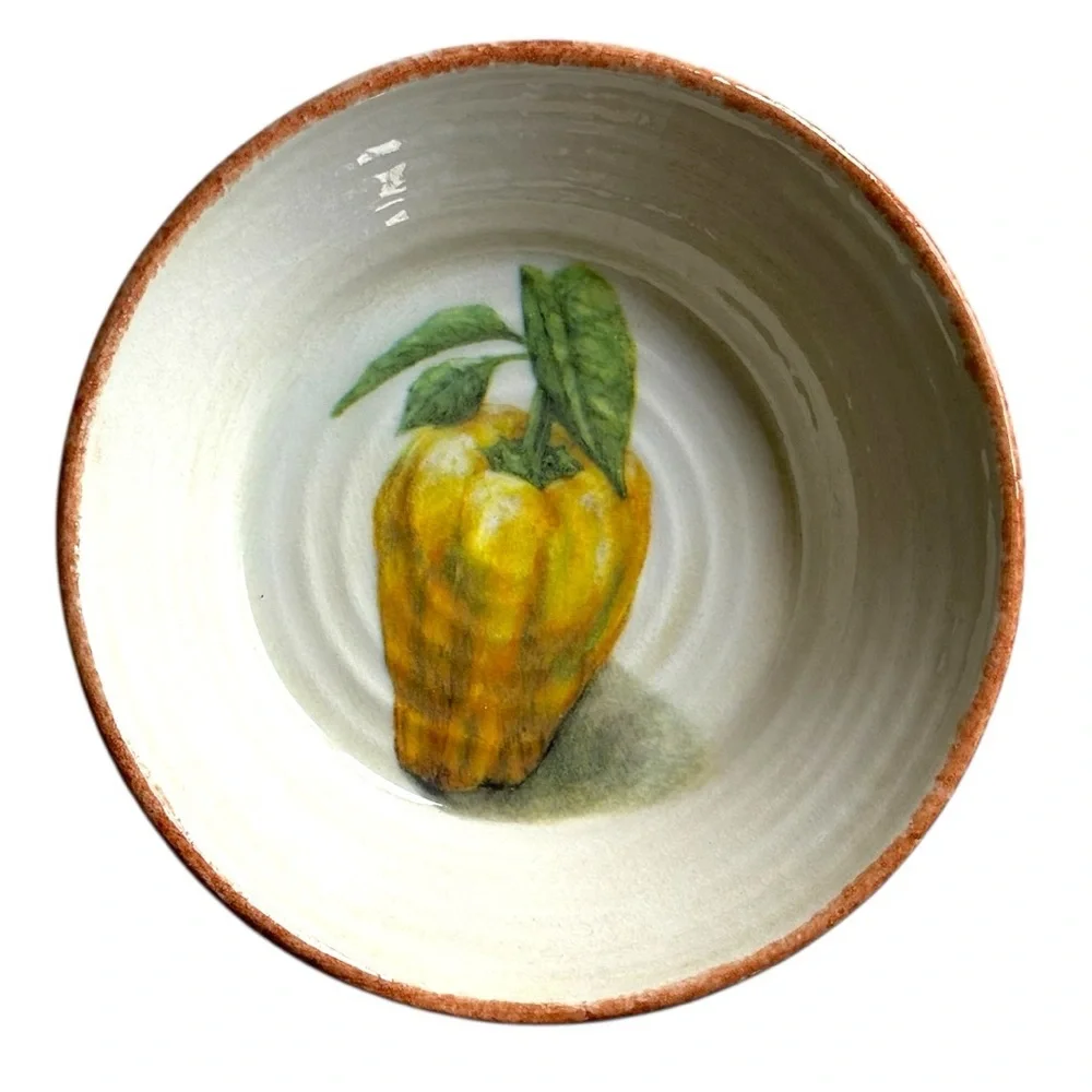 Williams Sonoma Jardin Potager individual Pasta Bowl yellow pepper made in Italy